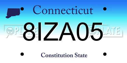 8IZA05 Connecticut License Plate