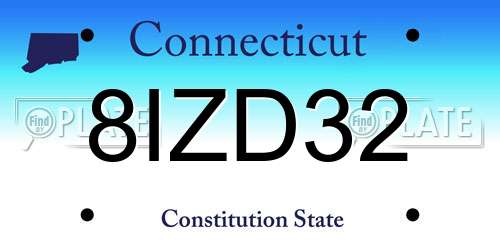 8IZD32 Connecticut License Plate