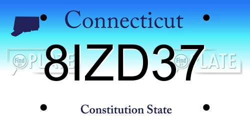 8IZD37 Connecticut License Plate