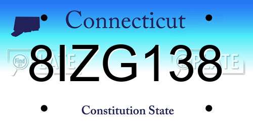 8IZG138 Connecticut License Plate