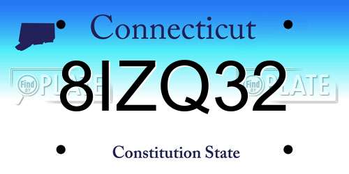 8IZQ32 Connecticut License Plate