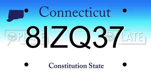 8IZQ37 Connecticut License Plate