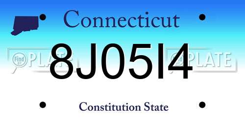 8J05I4 Connecticut License Plate