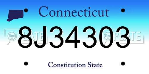 8J34303 Connecticut License Plate
