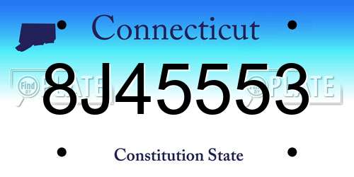 8J45553 Connecticut License Plate