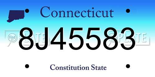 8J45583 Connecticut License Plate