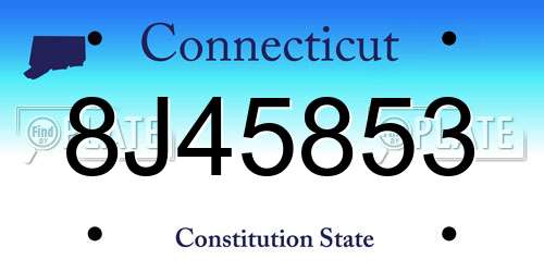 8J45853 Connecticut License Plate