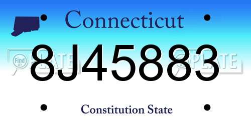 8J45883 Connecticut License Plate
