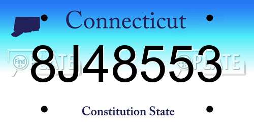 8J48553 Connecticut License Plate