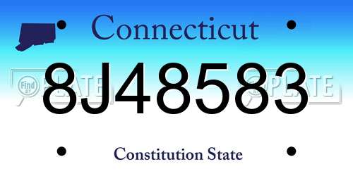 8J48583 Connecticut License Plate