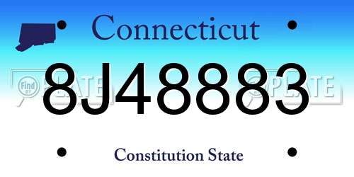 8J48883 Connecticut License Plate