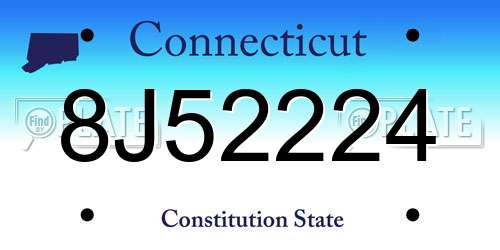 8J52224 Connecticut License Plate