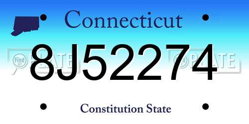 8J52274 Connecticut License Plate