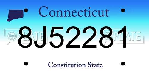 8J52281 Connecticut License Plate