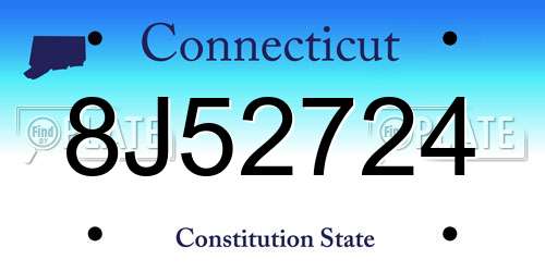8J52724 Connecticut License Plate