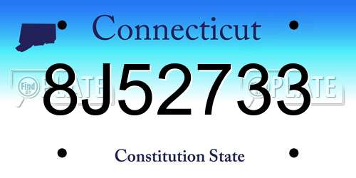 8J52733 Connecticut License Plate