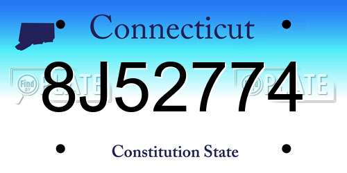 8J52774 Connecticut License Plate