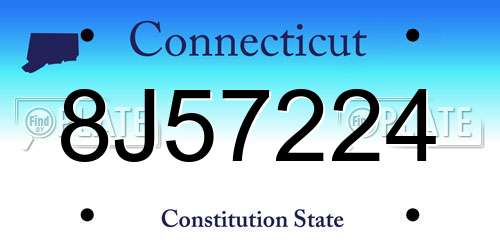 8J57224 Connecticut License Plate