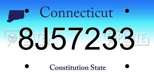 8J57233 Connecticut License Plate