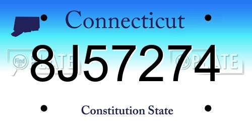 8J57274 Connecticut License Plate