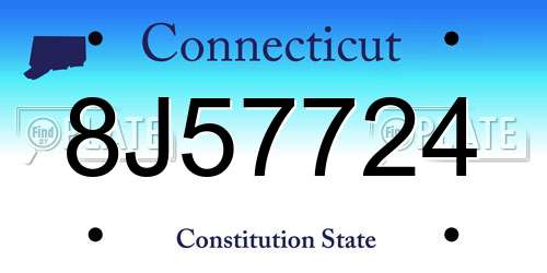 8J57724 Connecticut License Plate