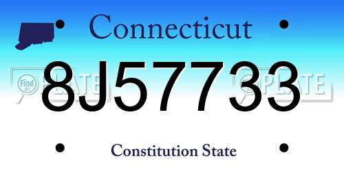 8J57733 Connecticut License Plate