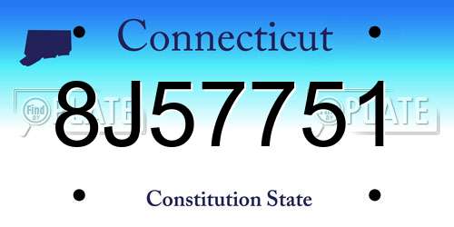 8J57751 Connecticut License Plate