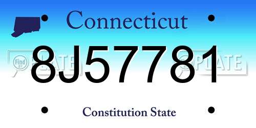 8J57781 Connecticut License Plate