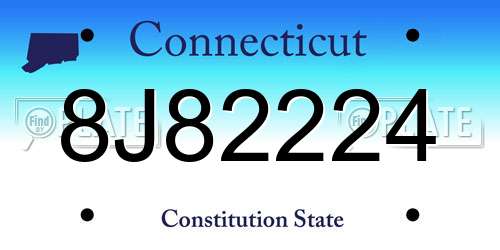 8J82224 Connecticut License Plate
