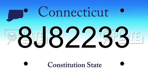 8J82233 Connecticut License Plate