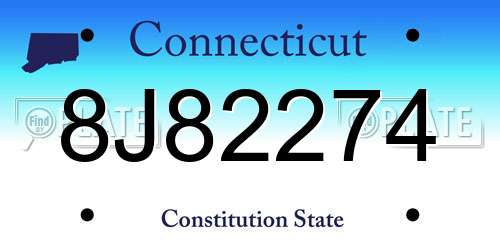 8J82274 Connecticut License Plate