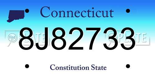8J82733 Connecticut License Plate