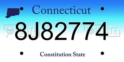 8J82774 Connecticut License Plate