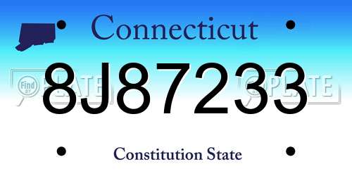 8J87233 Connecticut License Plate
