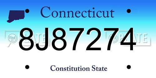 8J87274 Connecticut License Plate