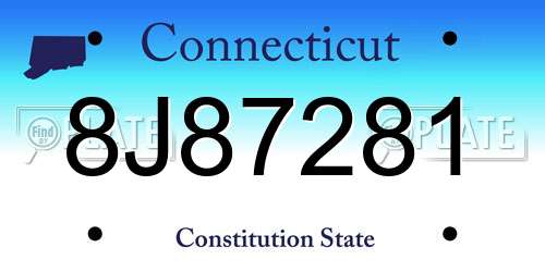 8J87281 Connecticut License Plate