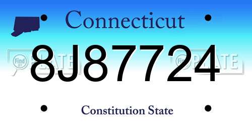8J87724 Connecticut License Plate