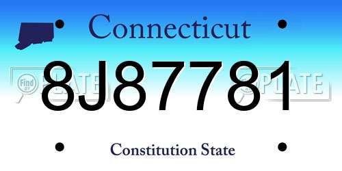 8J87781 Connecticut License Plate