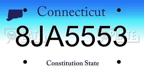 8JA5553 Connecticut License Plate