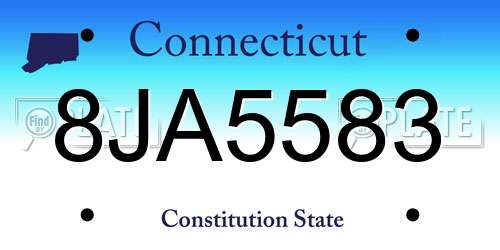 8JA5583 Connecticut License Plate