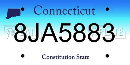 8JA5883 Connecticut License Plate