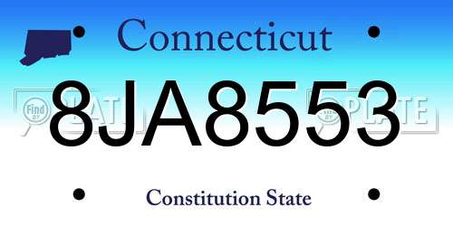 8JA8553 Connecticut License Plate