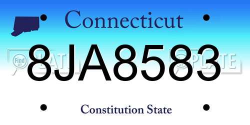 8JA8583 Connecticut License Plate