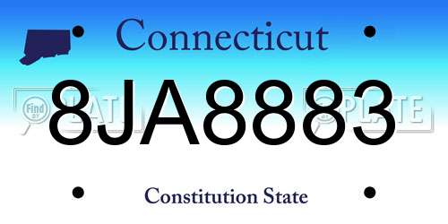 8JA8883 Connecticut License Plate