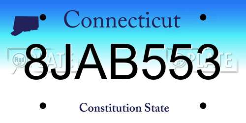 8JAB553 Connecticut License Plate