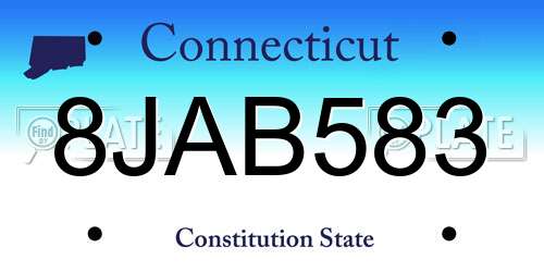 8JAB583 Connecticut License Plate