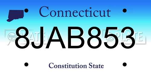 8JAB853 Connecticut License Plate