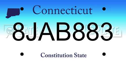 8JAB883 Connecticut License Plate