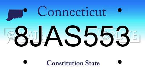8JAS553 Connecticut License Plate