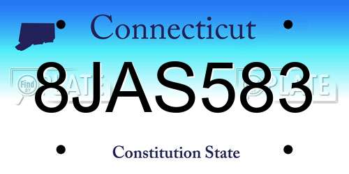 8JAS583 Connecticut License Plate